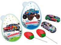 Пластиковое яйцо с карамелью и игрушкой «Машинки» 4*8*28г