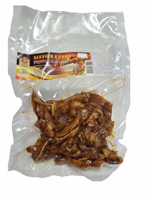 Ушки свиные варёно-копченые в соевом соусе 100 г