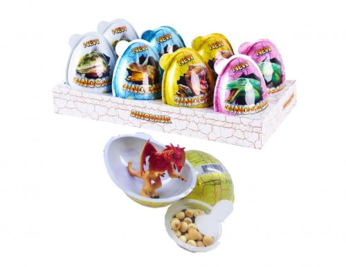 Пластиковое яйцо с карамелью и игрушкой «Динозавры» 4*8*15г