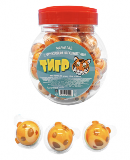 Мармелад с фруктовым наполнителем «Тигр» 12*50*10г